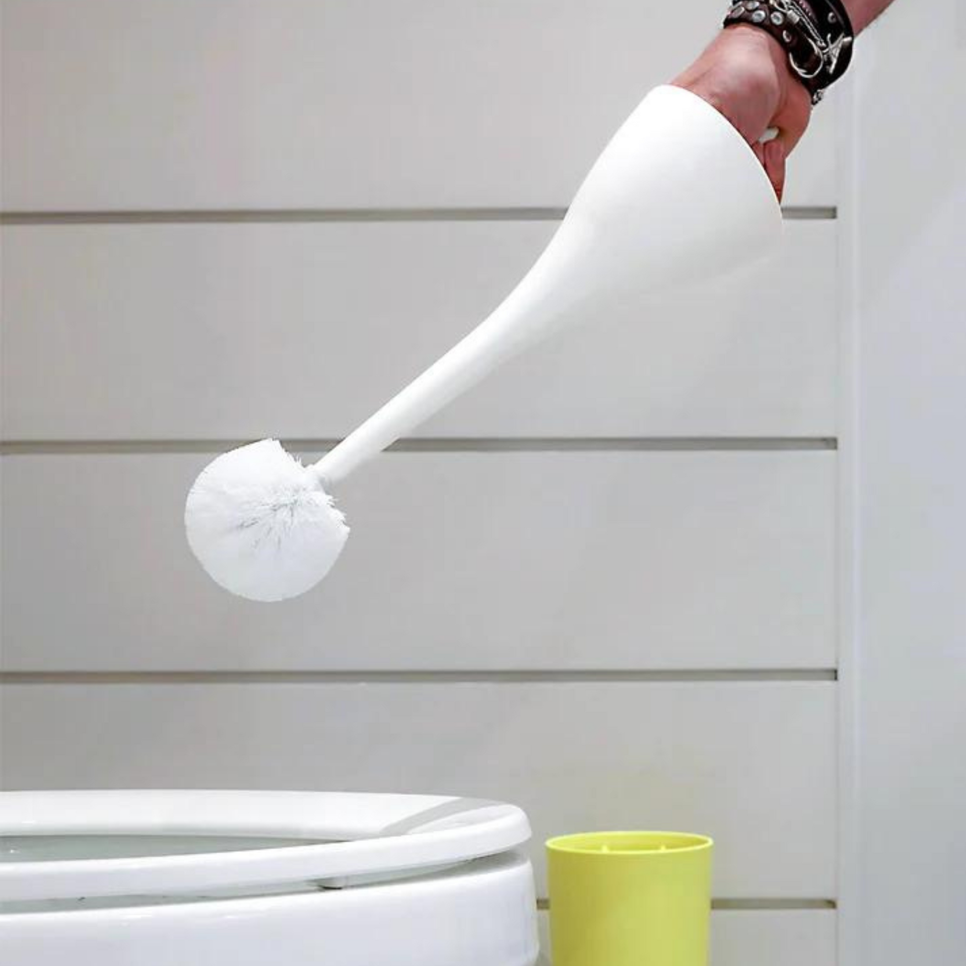 heller excalibur toilet brush by philippe starck in use